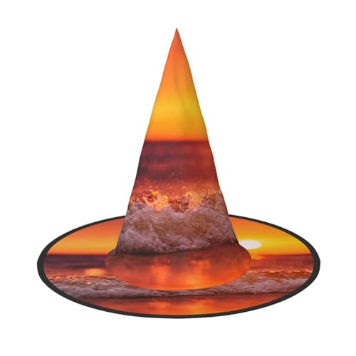 NDDCEDEW Sonnenuntergang mit Meereswellen-Druck, Halloween-Hüte, Hexen-Zauberer-Hüte für Feste, Cosplay NDDCEDEW Sonnenuntergang mit Meereswellen-Druck, Halloween-Hüte, Hexen-Zauberer-Hüte für Feste, Cosplay von NDDCEDEW
