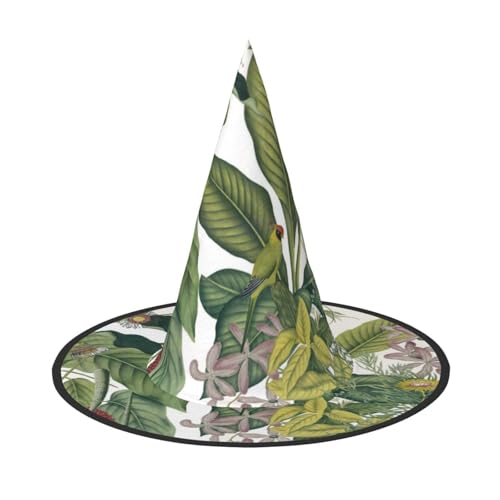 NDDCEDEW Tropische Blume, Blätter, Papageien-Druck, Halloween-Hüte, Hexen-Zauberer-Hüte für Feste, Cosplay NDDCEDEW Tropische Blume, Blätter, Papageien-Druck, Halloween-Hüte, Hexen-Zauberer-Hüte für Feste, Cosplay von NDDCEDEW