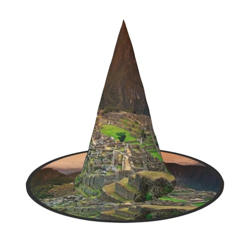 NDDCEDEW Village On The Top Of The Hill Print Halloween Hats Witch Wizard Hats For Festivities Cosplay von NDDCEDEW