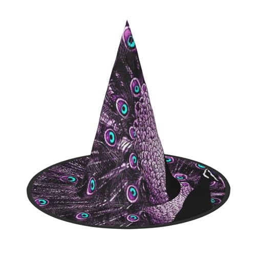 NDDCEDEW Violetter Pfauen-Druck, Halloween-Hüte, Hexen-Zauberer-Hüte für Feste, Cosplay NDDCEDEW Violetter Pfauen-Druck, Halloween-Hüte, Hexen-Zauberer-Hüte für Feste, Cosplay von NDDCEDEW