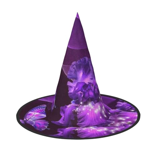 NDDCEDEW Violetter Schmetterlings-Druck, Halloween-Hüte, Hexen-Zauberer-Hüte für Feste, Cosplay NDDCEDEW Violetter Schmetterlings-Druck, Halloween-Hüte, Hexen-Zauberer-Hüte für Feste, Cosplay von NDDCEDEW