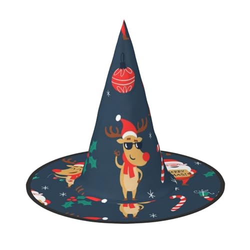 NDDCEDEW Weihnachtsmann Weihnachtsdruck Halloween Hüte Hexe Zauberer Hüte für Festlichkeiten Cosplay NDDCEDEW Weihnachtsmann Weihnachtsdruck Halloween Hüte Hexe Zauberer Hüte für Festlichkeiten Cosplay von NDDCEDEW