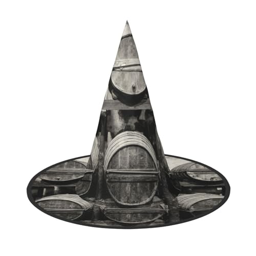 NDDCEDEW Weinfässer-Druck, Halloween-Hüte, Hexen-Zauberer-Hüte für Feste, Cosplay von NDDCEDEW