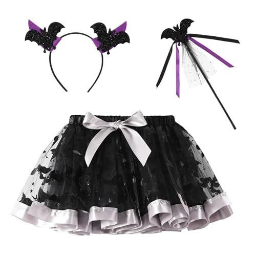 NEAWEALY Fledermaus Kostüm Kinder Mädchen Tüllrock Haarreif Magic Stick Halloween Karneval Kostüm Schwarz 6-8Y NEAWEALY Fledermaus Kostüm Kinder Mädchen Tüllrock Haarreif Magic Stick Halloween Karneval Kostüm Schwarz 6-8Y von NEAWEALY