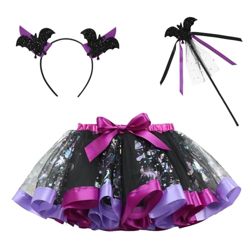 NEAWEALY Kinder Halloween Kostüm Mädchen Fledermaus Kostüm Karneval Cosplay Tüllrock Haarreif Magic Stick Pastelllila 2-4Y NEAWEALY Kinder Halloween Kostüm Mädchen Fledermaus Kostüm Karneval Cosplay Tüllrock Haarreif Magic Stick Pastelllila 2-4Y von NEAWEALY