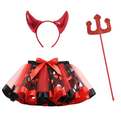 NEAWEALY Kinder Halloween Kostüm Mädchen Fledermaus Kostüm Karneval Cosplay Tüllrock Haarreif Magic Stick Rot 2-4Y NEAWEALY Kinder Halloween Kostüm Mädchen Fledermaus Kostüm Karneval Cosplay Tüllrock Haarreif Magic Stick Rot 2-4Y von NEAWEALY