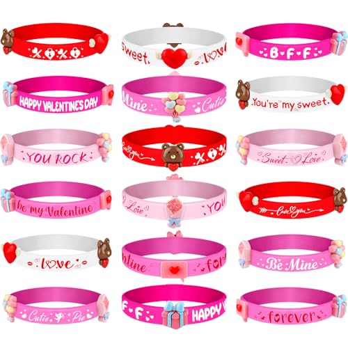 NEBURORA 24 Stück Valentinstag Gummiarmbänder, Großpackung 6 Stile, Valentinstag-Silikonarmband, rosa Armband für Partygeschenke, Geschenktüten, Füllmaterial NEBURORA 24 Stück Valentinstag Gummiarmbänder, Großpackung 6 Stile, Valentinstag-Silikonarmband, rosa Armband für Partygeschenke, Geschenktüten, Füllmaterial von NEBURORA