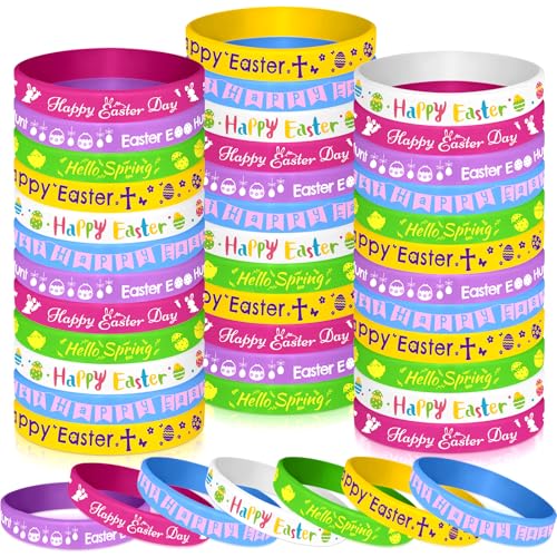 NEBURORA 48 Stück Oster-Silikonarmbänder, Gummiarmbänder für Frühlings-Osterparty-Geschenke, Korbfüller, Eierfüller NEBURORA 48 Stück Oster-Silikonarmbänder, Gummiarmbänder für Frühlings-Osterparty-Geschenke, Korbfüller, Eierfüller von NEBURORA