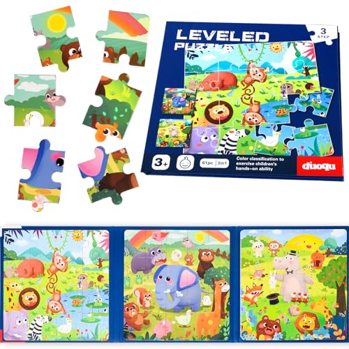 NEBURORA 61-teilige magnetische Tierpuzzles für Kleinkinder, pädagogisches Reisespielzeug für Kinder im Alter von 2–5 Jahren, Aktivitätsspielzeug-Geschenk, Geburtstagsgeschenke für Kinder von NEBURORA