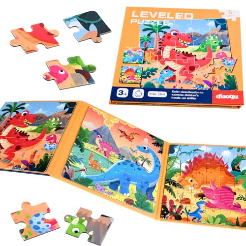 NEBURORA 97-teiliges magnetisches Dinosaurier-Tierpuzzle für Kleinkinder, pädagogisches Reisespielzeug für Kinder im Alter von 2–5 Jahren, Aktivitätsspielzeug für Vorschulkinder von NEBURORA