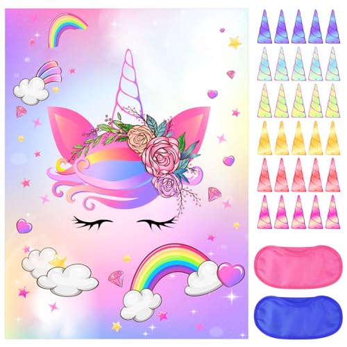 NEBURORA Pin das Horn auf dem Einhorn mit 30 PCS Hörner Einhorn Geburtstag Party Zubehör für Mädchen Geburtstag Partyspiel für Kinder NEBURORA Pin das Horn auf dem Einhorn mit 30 PCS Hörner Einhorn Geburtstag Party Zubehör für Mädchen Geburtstag Partyspiel für Kinder von NEBURORA