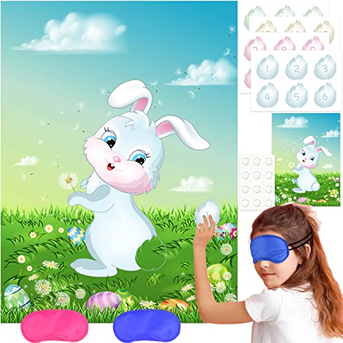 NEBURORA Stecken Sie den Schwanz an den Hasen mit 24 Hasenschwänzen, Pin The Tail on The Bunny Frohe Ostern-Partyspiel für Kinderparty-Dekorationszubehör NEBURORA Stecken Sie den Schwanz an den Hasen mit 24 Hasenschwänzen, Pin The Tail on The Bunny Frohe Ostern-Partyspiel für Kinderparty-Dekorationszubehör von NEBURORA