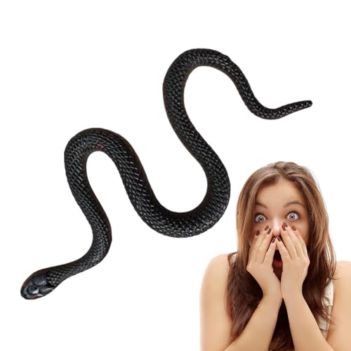 Gummischlangenspielzeug - Schwarzes Schlangenspielzeug, gefälschte Gummischlange | Halloween-Schlangenspielzeug, lustige Streich-Requisiten, leichte Regenwaldschlangen, kreative schwarze TPR-Weichgumm von NEECS