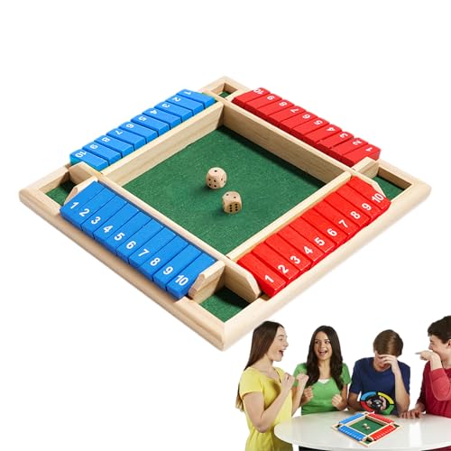 NEECS Box-Würfelspiel - Verschließe die Kiste aus Holz,Strategiespiel für Kinder und Erwachsene, Familie, Klassenzimmer, Zuhause, Party oder Kneipe, Barspiele, Tischspiele, 2–4 Spieler von NEECS