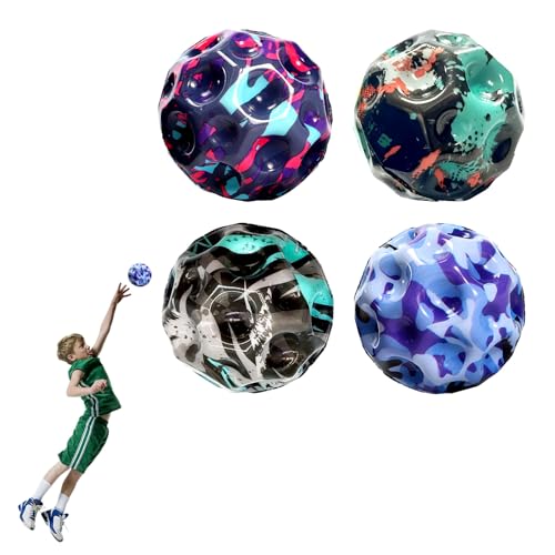 NEERIX 4 Stück Astro Jump Ball,Moon Ball Bounce Ball,Jump Ball Galaxy,Einzigartiges Mond Design,Bounce Ball Bouncing Ball für Kinder,Hohe Bounce Loch Ball Mondball Lavaball,Den Besten Outdoor BäLle von NEERIX