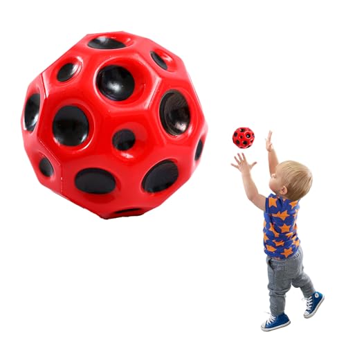NEERIX Mondbällen, Hochsprung-Gummiball, Weltraumball, Mondball, High-Bounce-Lochball,Astro Jump Ball, springende Bälle,Space Theme Bouncy Balls(Rot) von NEERIX