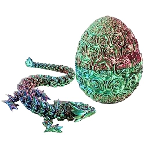3D-gedruckter Drache im Ei, beweglicher Drache mit Kristall-Drachenei, bunter Perlglanz, bewegliche, flexible Gelenke, Drachenspielzeug, Dracheneier mit Drachen im Inneren, von NEFLUM