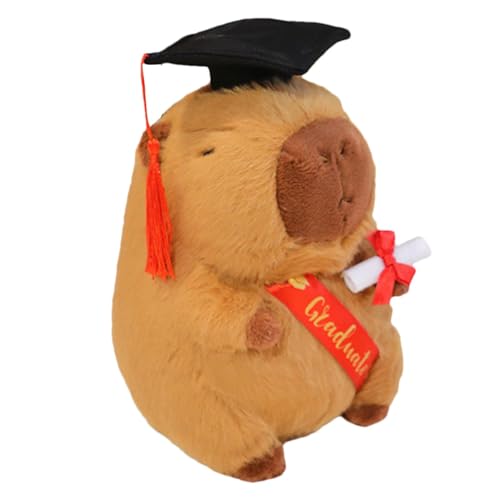 Abschluss-Stofftier, Capybara-Stoffspielzeug - Abschlusshut Capybara Plüschtier Weiche Kissenpuppe 9,84 Zoll | Partygeschenke, Umarmungspuppe, Glückwunsch zum Abschluss, Heimdekoration für Abituriente von NEFLUM