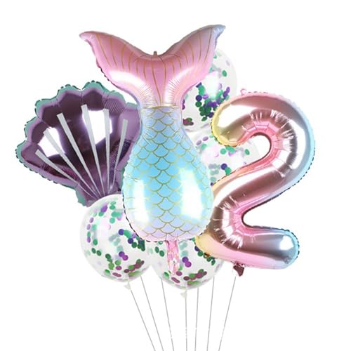 Kleine Meerjungfrau-Partyballons | Meerjungfrau Luftballons Geburtstagsdekoration | Kleine Meerjungfrau-Party-Folienballon, Meerjungfrauenschwanz-Luftballons 7 Stück, Partyzubehör für von NEFLUM