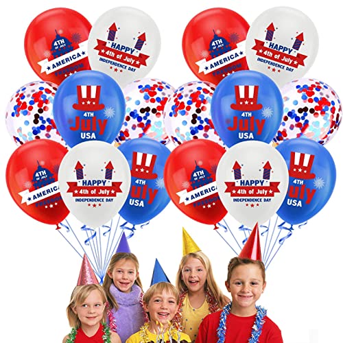 NEFLUM Rote und blaue Latexballons, 4. Juli-Ballons - 16-teiliges Ballon-Ornament-Set - Patriotisches weißes und rot-blaues Konfetti für den Veteranentag am 4. Juli von NEFLUM