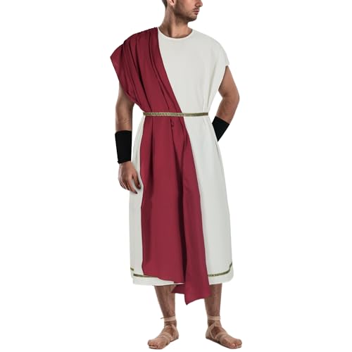 NEKIFUI Toga-Kostüm für Herren, griechischer Gott, römisch, Party-Zubehör-Set (Z3744RD, L) von NEKIFUI