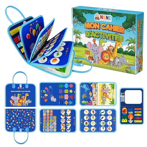 Nene Busy Board Montessori Lernspielzeug für Jungen und Mädchen, sensorisches Aktivitätsbrett ohne Bildschirm, Buchstaben, Zahlen, Formen, Farben, Feinmotorik, Geschenkidee für Kinder von NENE pour l'éveil de nos enfants