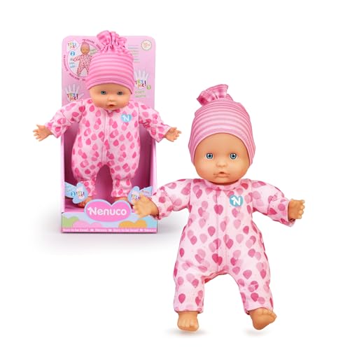 Nenuco Weiche Puppe mit 3 Funktionen, Macht Babygeräusche, wenn Man ihre Hände und Füße drückt, Kann ihren Finger in den Mund stecken, Spielzeug für Kinder ab 10 Monaten, Famosa (NFNA9000) von Nenuco
