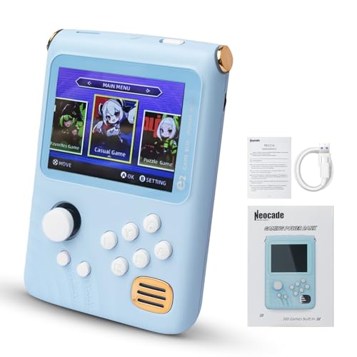 NEOCADE Retro-Handkonsole, 300 lizenzierte klassische Spiele, 8,1 cm (3,2 Zoll) HD-Bildschirm, 5000 mAh lange Akkulaufzeit von NEOCADE