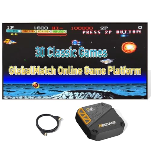 Neocade GO15 Retro-Videospielkonsole, Integrierte 12 VISCO- und 18 PIKO-Retro-Spiele mit echter Lizenz, Unterstützt Online-Kämpfe in Echtzeit über die GlobalMatch-Spieleplattform von NEOCADE