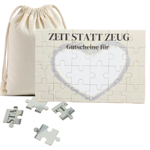 NEODTX Gutschein Puzzle 24 Teile, Wunschgutschein Geburtstagskarte Freundin Personalisiert, Mit Baumwoll-Säckchen, Zum Selber Ausfüllen, Weihnachten Geburtstagsgeschenk von NEODTX