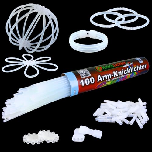 100 Arm Knicklichter | WEISS | Geprüft | Testurteil 1,4 sehr gut | 8h | 100 hoch biegsame Verbinder | Dreifach Verbinder | Kreisverbinder | Vor Aktivierung gelblich, danach Weiss |, Menge:1 Rolle 100 Arm Knicklichter | WEISS | Geprüft | Testurteil 1,4 sehr gut | 8h | 100 hoch biegsame Verbinder | Dreifach Verbinder | Kreisverbinder | Vor Aktivierung gelblich, danach Weiss |, Menge:1 Rolle von NEON FUN
