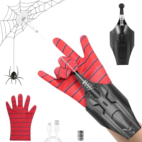 NEOVSUNY Spider Web Shooter,Launcher Handschuh Cosplay Handschuh 2,5m Launcher Handgelenk Spielzeug Set,Launcher-Handschuhe für Kinder,Elektrischer Automatische Kabelwicklung, 2.0 Neu aufgerüstet von NEOVSUNY
