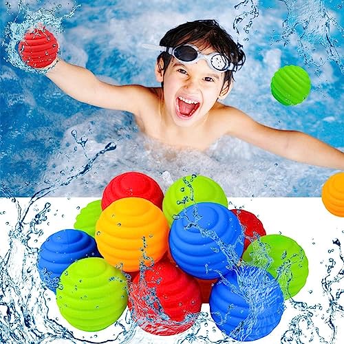Wiederverwendbare Wasserbomben, 12 Stück Silikon Wasserbälle Strand Pool Wasserspielzeug für Kinder Erwachsene, Schnell Befüllbare Wassergefüllter Ball für Wasserschlachtspiele für Sommer von NEOVSUNY