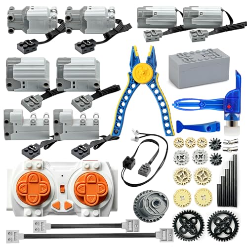 NERCISU 37 in 1 Motor Kit Kompatibel mit Technic Teilen, Power Function Set mit Zahnrädern und Kohlefaserachsen, Fernbedienung Bauset mit Batterie von NERCISU