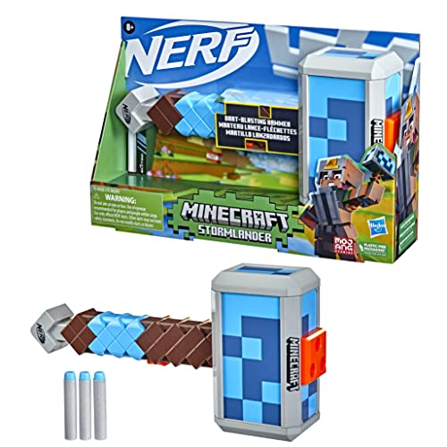 NERF abfeuernder Minecraft Stormlander Hammer, feuert 3 NERF ab, enthält 3 Nerf Elite Darts, Spannhebel Mehrfarbig Einheitsgröße von NERF