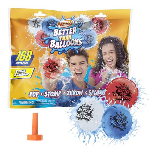 NERF Besser als Luftballons Wasserspielzeug, 168 Kapseln, einfache 1 Stück Reinigung, viele Möglichkeiten zum Spielen, Hinterhof-Wasserspaß, Geschenke für Kinder, ab 3 Jahren (Amazon Exclusive) von NERF