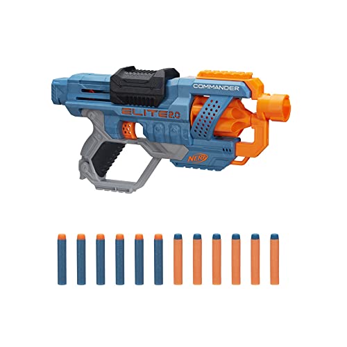 Nerf Elite 2.0 Commander RD-6 Dart-Blaster, 12 Nerf Elite Darts, 6-Dart Rotationstrommel, Blaster-Spielzeug für draußen, für Kinder ab 8 von NERF