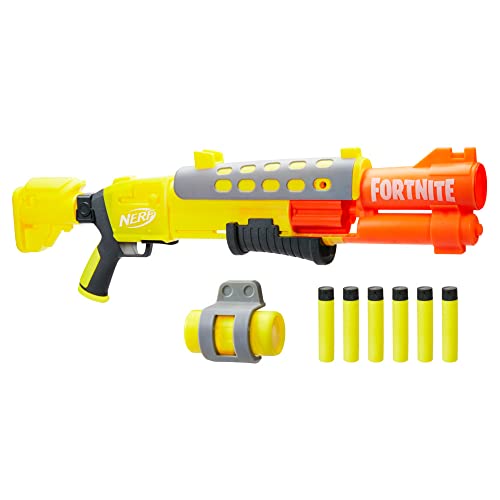 Nerf Fortnite Legendary TAC Blaster, Lackierung Gelbes Leuchten, 6-Dart Megatrommel, 6 Nerf AccuStrike Mega Darts von Hasbro