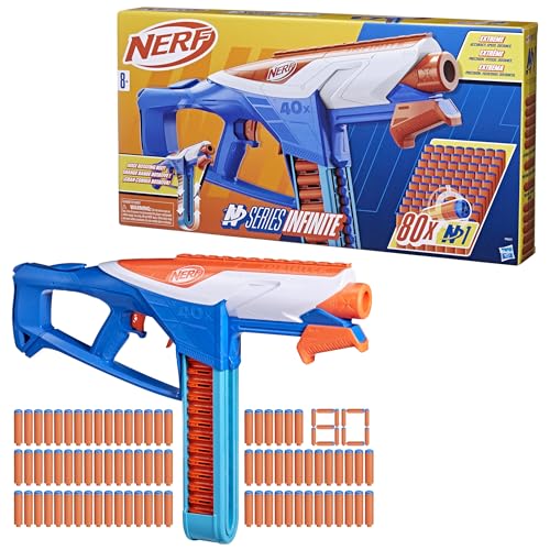 NERF N Series Infinite-Launcher, 80 N1-Darts, nur kompatibel mit N-Series-Launchern, schnelles Aufladen für 40 Darts, ab 8 Jahren NERF N Series Infinite-Launcher, 80 N1-Darts, nur kompatibel mit N-Series-Launchern, schnelles Aufladen für 40 Darts, ab 8 Jahren von NERF