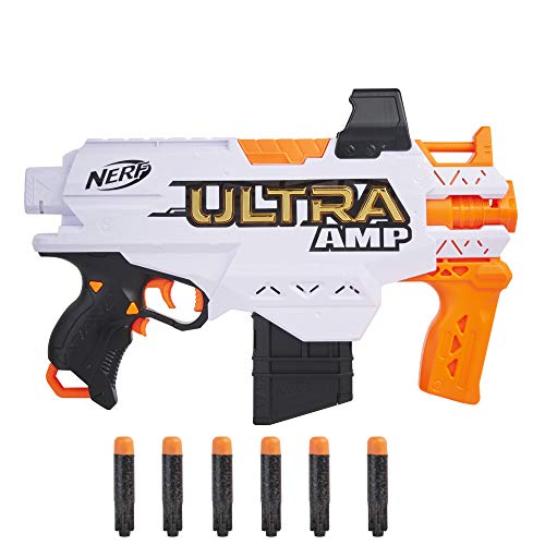 NERF Ultra Amp Motorized Blaster, 6-Dart Clip, 6 Ultra Darts, Compatible Only Ultra Darts von NERF