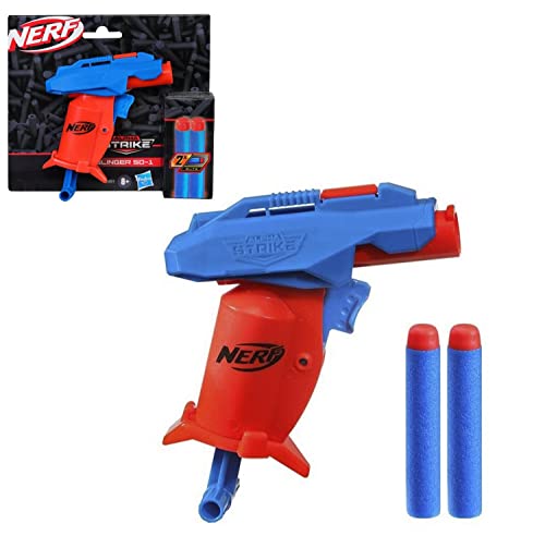 NERF Alpha Strike Slinger SD-1 Einzelschuss-Blaster und 2 NERF Elite Darts aus Schaumstoff – Nachladen, Spannen, Feuern, Multi von NERF