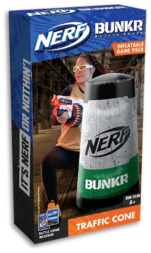 Nerf Bunkr BKN-3408 Take Cover Verkehrskegel, aufblasbares Hindernis für den Einsatz mit Allen Innen- und Außenzonen, Spielfelder, Stabilitätssystem, 3-Wege-Ventile, Kampfkarten, ab 8 Jahren von NERF