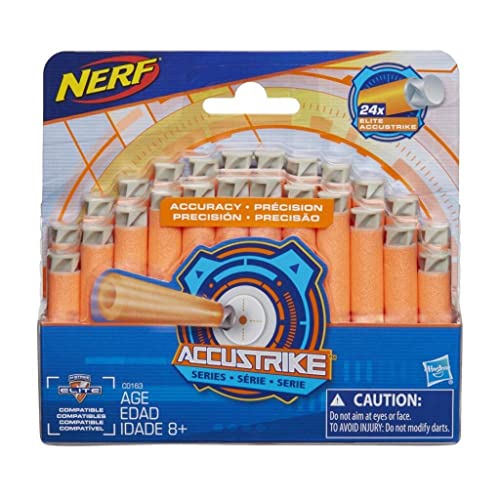 Nerf Accustrike Elite 24 Dart Nachfüllpack, Weihnachtsstrumpffüller – 24 offizielle Elite-Dartpfeile – kompatibel mit Elite&Accustrike Elite-Blastern von NERF
