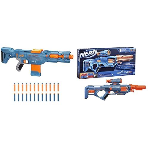 Nerf Elite 2.0 CS-10 Blaster mit 24 Nerf Darts und 10er Magazin & Elite 2.0 Eaglepoint RD-8 Blaster, 8-Dart Trommel, Abnehmbares Fernrohr und Abnehmbarer Lauf, 16 Nerf Darts, Bolzen von NERF