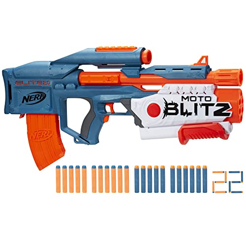 Hasbro Nerf Elite 2.0 Motoblitz Blaster, Motorisierter 10-Dart-Abschuss, 6-Dart-Airblitz-Action, Clip-Magazin, 22 Darts, Multi, Einheitsgröße von NERF