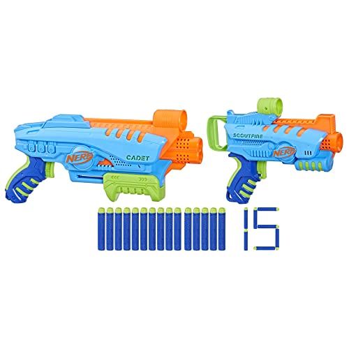 Nerf Elite Junior Ultimate Starter Set, 2 Easy-Play Blaster, 15 Nerf Elite Darts, Outdoor-Spielzeug für Kinder ab 6 Jahren Nerf Elite Junior Ultimate Starter Set, 2 Easy-Play Blaster, 15 Nerf Elite Darts, Outdoor-Spielzeug für Kinder ab 6 Jahren von NERF