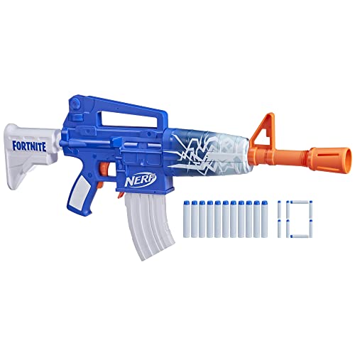 Nerf Fortnite Blue-Shock Blaster, 10-Dart Clip, 10 Elite-Nerf Darts, inklusive Bonuscode zum Freischalten des Beat Wrap im Spiel, motorisierter Dart-Blaster Nerf Fortnite Blue-Shock Blaster, 10-Dart Clip, 10 Elite-Nerf Darts, inklusive Bonuscode zum Freischalten des Beat Wrap im Spiel, motorisierter Dart-Blaster von NERF
