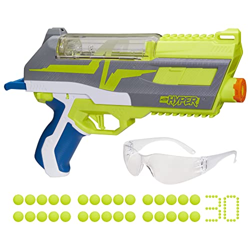 Nerf Hyper Impulse-40 Blaster, 30 Nerf Hyper Rounds, Spring-Open Instant Reload Hopper, bis zu 110 FPS Geschwindigkeit, Brille im Lieferumfang enthalten von NERF