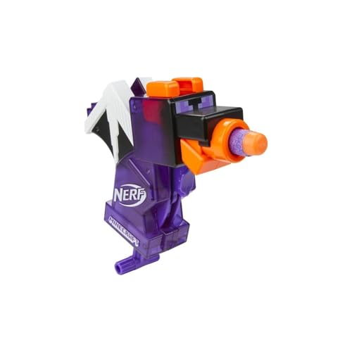 Nerf MicroShots Minecraft Ender Drache Mini-Blaster, Minecraft-Drachenmob-Design, inklusive 2 Offiziellen Nerf Elite-Darts, Grundierungsgriff, Mehrfarbig von Nerf