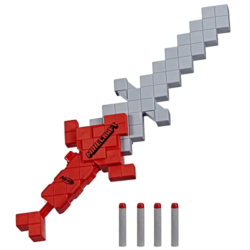 Nerf Minecraft Heartstealer Schwert, 4 Nerf Elite Darts aus Schaumstoff, Soft-Klinge, Dart-Blaster von NERF